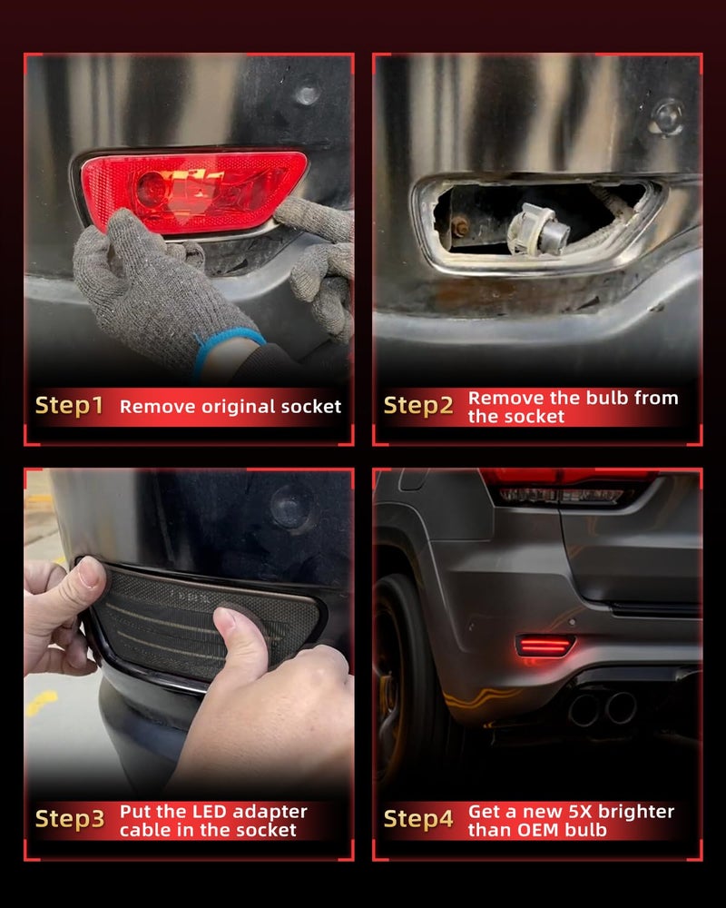 NEIFILES LED Rear Bumper Reflector Lights Compatible with Jeep Compass 2011-2017 Fog Light Assembly for Grand Cherokee 2012-2018, Patriot 2013-2017, Dodge Journey 2011-2020 Pack of 2 - Image 5
