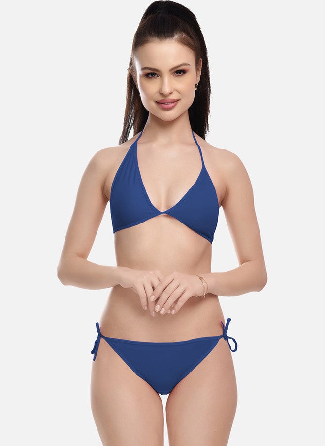 FIMS Women Blue & Navy Blue Pack Of 2 Solid Bikini Set - Image 2