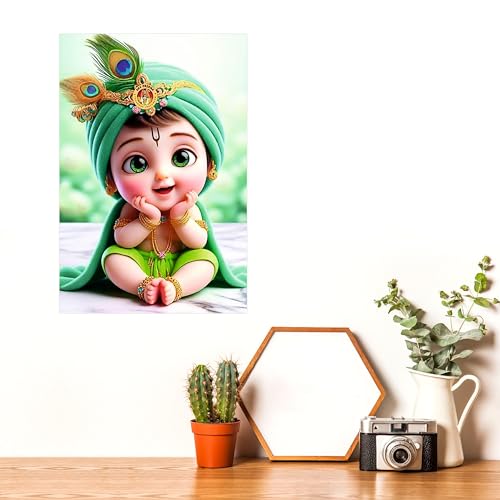 Goelite Bal Gopal Krishna Photo For Pregnant Women Poster For Decoration Wall’s Bedroom, Living Room, And More | Cute Baby Krishna Wall Poster Size:”18x12” Inches Set Of 1 (Design 11) - Image 2