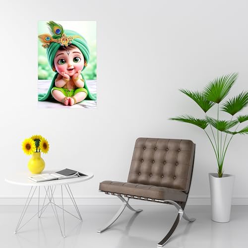 Goelite Bal Gopal Krishna Photo For Pregnant Women Poster For Decoration Wall’s Bedroom, Living Room, And More | Cute Baby Krishna Wall Poster Size:”18x12” Inches Set Of 1 (Design 11) - Image 4