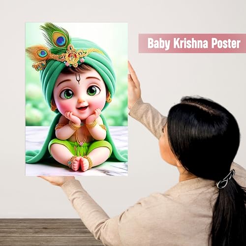 Goelite Bal Gopal Krishna Photo For Pregnant Women Poster For Decoration Wall’s Bedroom, Living Room, And More | Cute Baby Krishna Wall Poster Size:”18x12” Inches Set Of 1 (Design 11) - Image 3