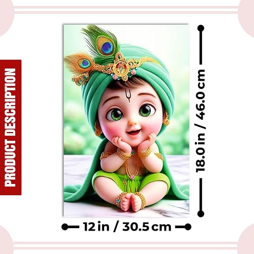 Goelite Bal Gopal Krishna Photo For Pregnant Women Poster For Decoration Wall’s Bedroom, Living Room, And More | Cute Baby Krishna Wall Poster Size:”18x12” Inches Set Of 1 (Design 11) - Image 5