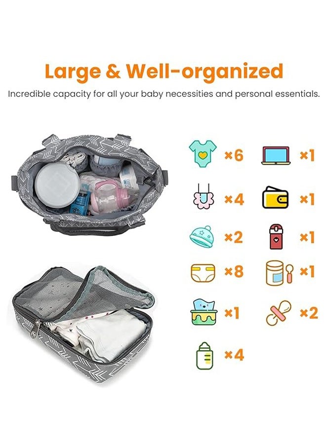 LO.BABY.VE 6-piece set Diaper Tote Set, Baby Essentials with Multifunctional Diaper Bags, Bottle & Mesh Bag  - Image 5