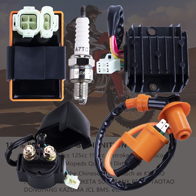 High Performance Racing GY6 Ignition Coil Voltage Regulator Rectifier Solenoid Relay 6 Pin AC CDI Spark Plug Kit 5pcs For 50cc 125cc 150cc ATV Quad Go Kart Moped Scooter - Image 5