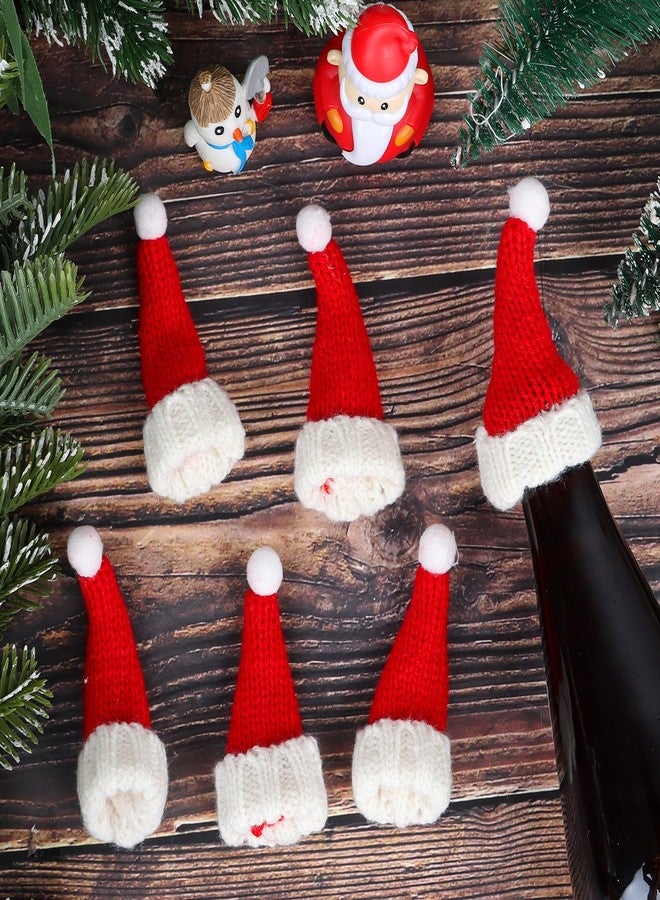 DIYASY 24 Pcs Mini Santa Hats Set, Small Knit Hat for Crafts Dolls Knitted Ornaments Xmas Tree Accessory Cup Bottle Cover DIY Craft Art Decorations - Image 4