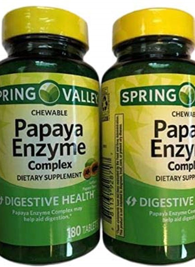 SPRING VALLEY Chewable Papaya Enzyme Complex Tablets, 180 Count - (2 Pack) - Image 1
