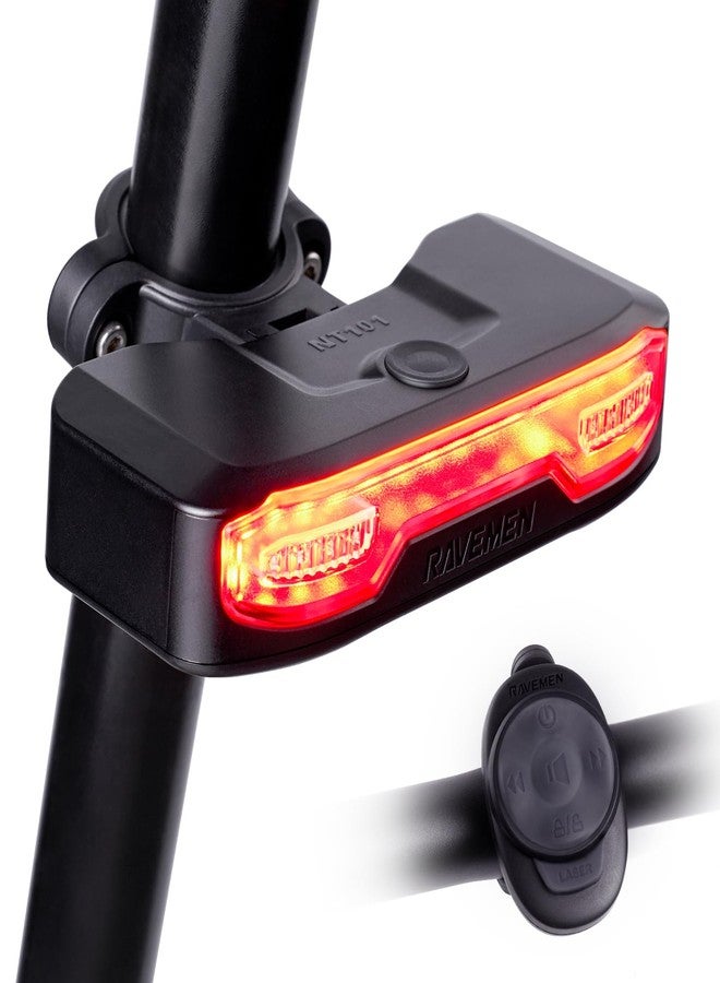 RAVEMEN Bike Tail Light with Turn Signals, 160 Lumens Rear Bicycle Light with Horn Alarm, Auto On/Off Brake Light, Ground Warning Lights for Seatpost and Cargo Rack, Night Riding Safety - Image 1