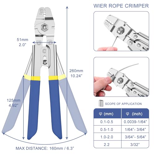 TOOGOND 100ft Wire Rope Crimping Tool Kit Fishing Crimping Tool With 304 Stainless Steel Cable 7x7 Strand Core15mm 200Pcs 116Aluminum Crimp Loop Sleeves And 20Pcs Wire Rope Stainless Steel Thimble - Image 3