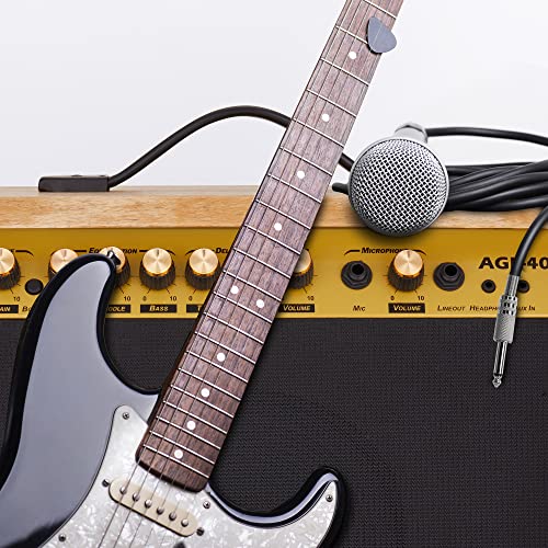 LyxPro 40 Watt Electric Guitar Amplifier | Solid State Studio Amp with 8” 4-Ohm Speaker, Custom EQ Controls, Drive, Delay, ¼” Passive/Active/Microphone Inputs, Aux in & Headphone Jack - Natural - Image 5