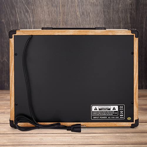 LyxPro 40 Watt Electric Guitar Amplifier | Solid State Studio Amp with 8” 4-Ohm Speaker, Custom EQ Controls, Drive, Delay, ¼” Passive/Active/Microphone Inputs, Aux in & Headphone Jack - Natural - Image 4