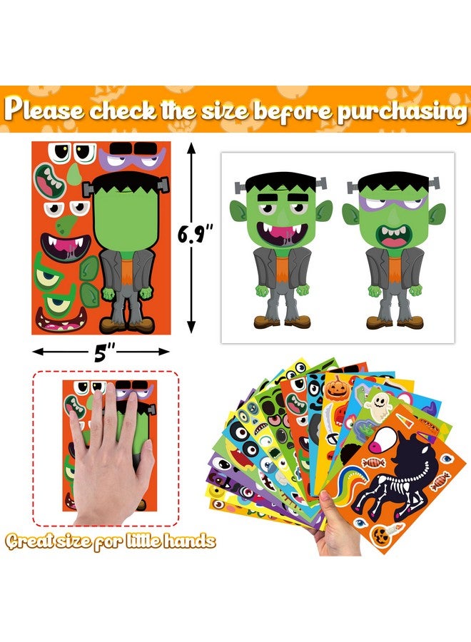 Moon Boat 70 Sheets Halloween Stickers Crafts for Kids, Make-a-Zombie/Pumpkin/Ghost/Monster/Skeleton/Spider/Vampire/Reaper/Witch/Mummy Face Activity Sticker Favors Bulk Party Supplies(Small Size) - Image 4