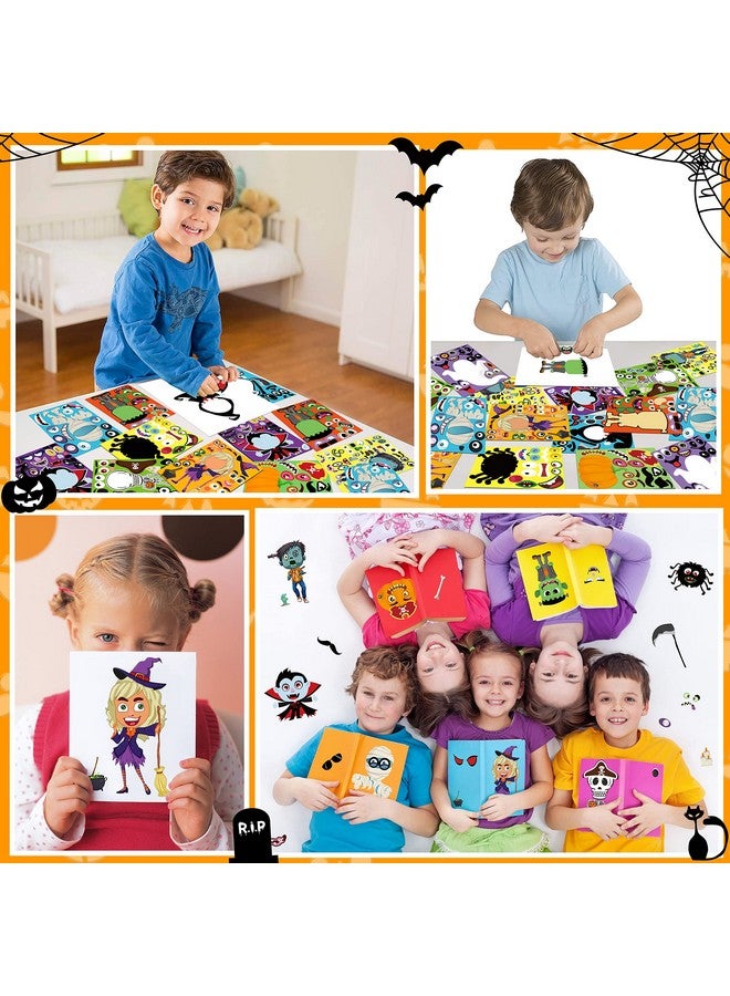 Moon Boat 70 Sheets Halloween Stickers Crafts for Kids, Make-a-Zombie/Pumpkin/Ghost/Monster/Skeleton/Spider/Vampire/Reaper/Witch/Mummy Face Activity Sticker Favors Bulk Party Supplies(Small Size) - Image 2
