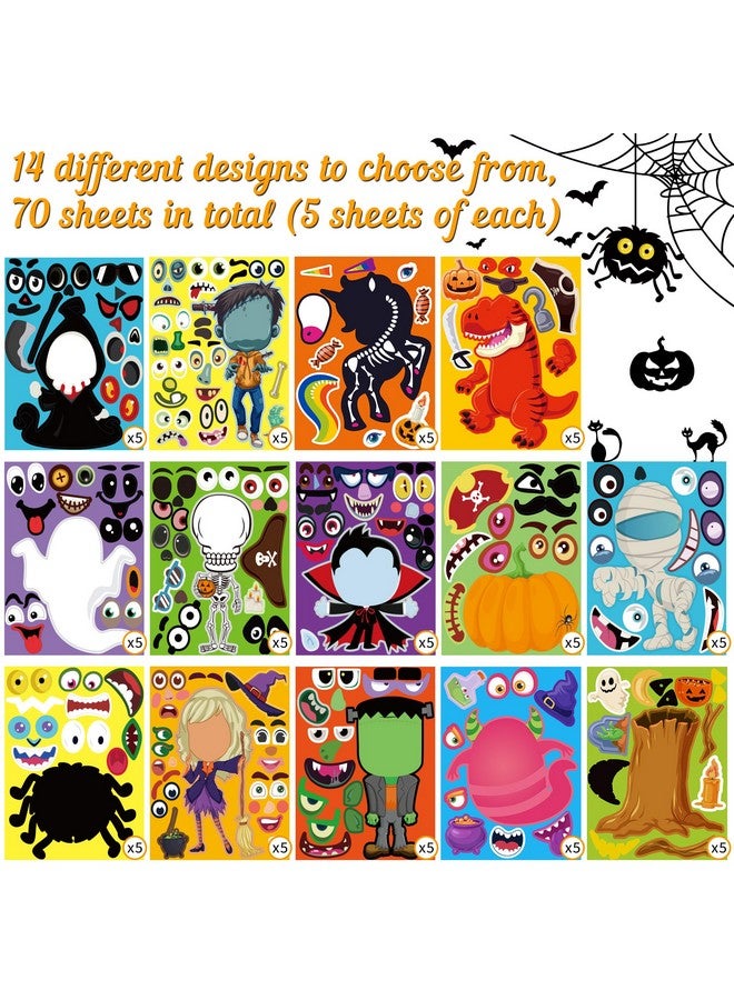 Moon Boat 70 Sheets Halloween Stickers Crafts for Kids, Make-a-Zombie/Pumpkin/Ghost/Monster/Skeleton/Spider/Vampire/Reaper/Witch/Mummy Face Activity Sticker Favors Bulk Party Supplies(Small Size) - Image 3