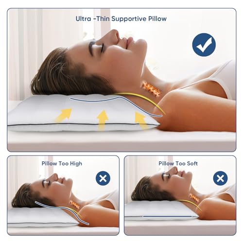 MINUPWELL Ultra Thin Pillows, Flat Pillows for Sleeping Thin with 7D 2.5 in Height Support, Slim Bed Pillows for Stomach Sleeper,Low Profile Pillow King Size - 18x36 in - Image 5