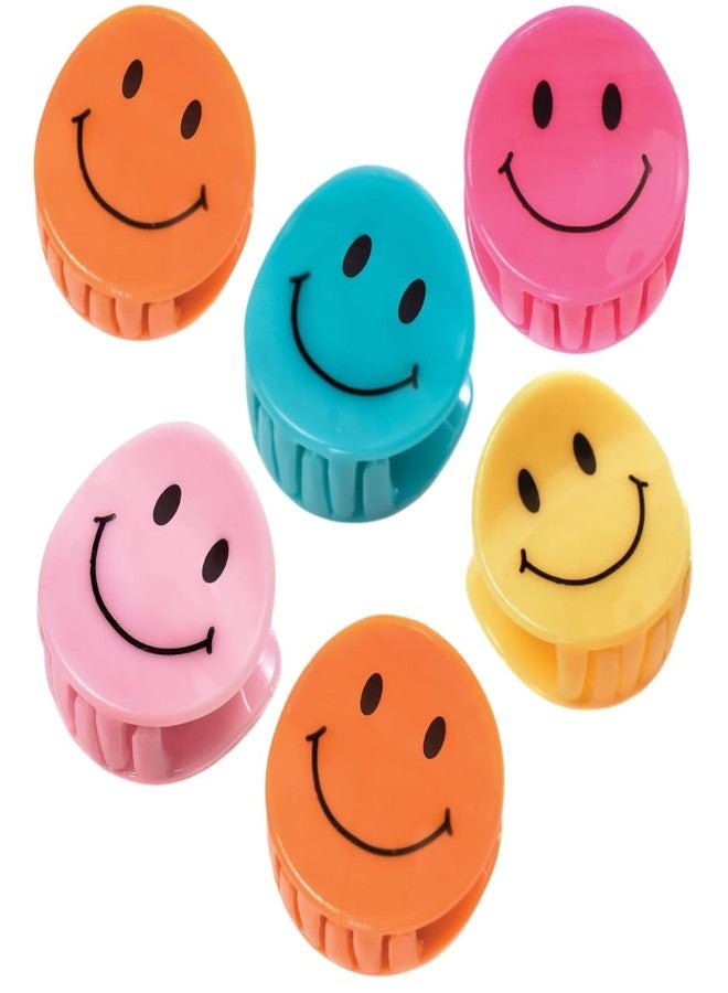 Amscan Assorted Color Smiley Hair Clips, .7" (Pack of 6), Adorable Hair Accessory Perfect for Any Occasion & Celebration - Image 1