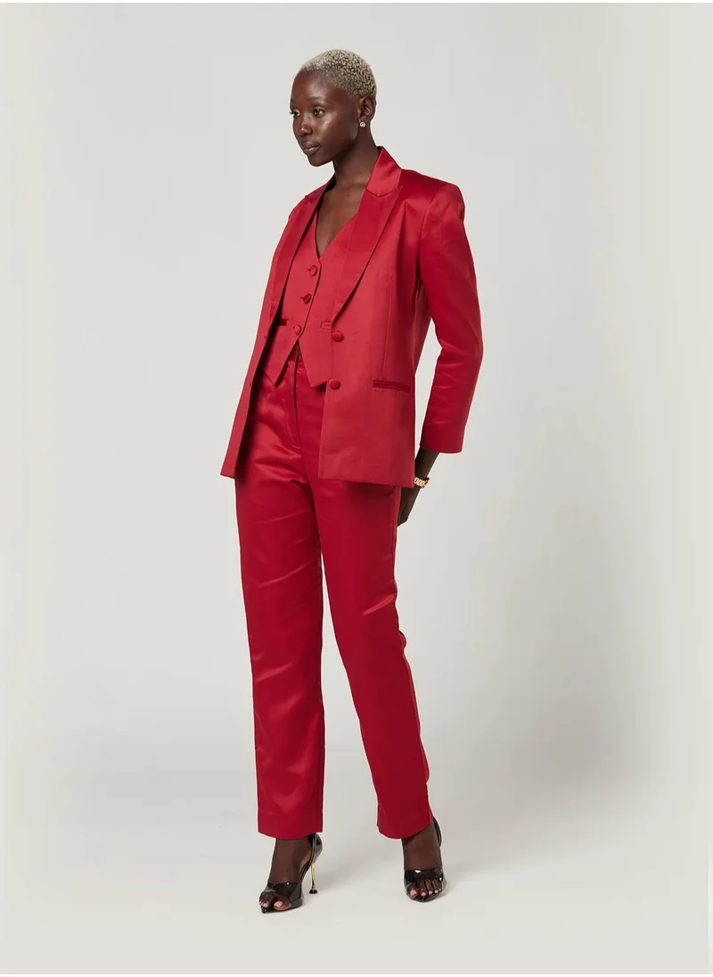 IZEL Red Three Piece Suit set with Vest and pants