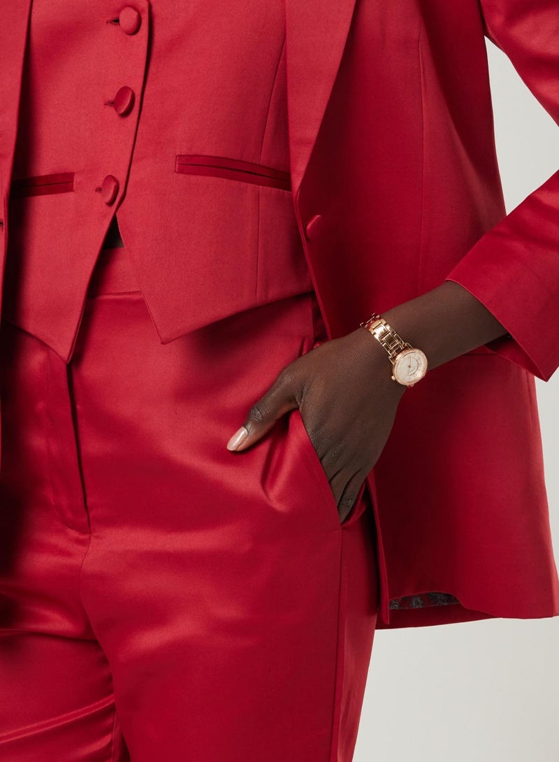 IZEL Red Three Piece Suit set with Vest and pants  - Image 2