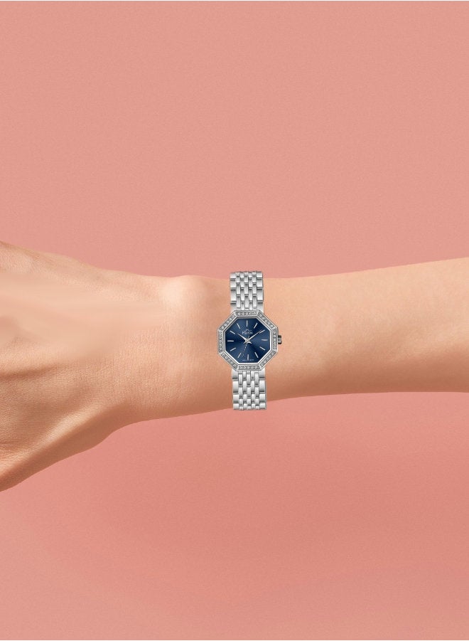 مارتيني ساعة مارتيني الأنيقة للنساء بتصميم عصري مينا باللون الأزرق الداكن وسوار من الفولاذ المقاوم للصدأ مقاومة للماء مثالية للإطلالات الكاجوال والرسمية - Image 3