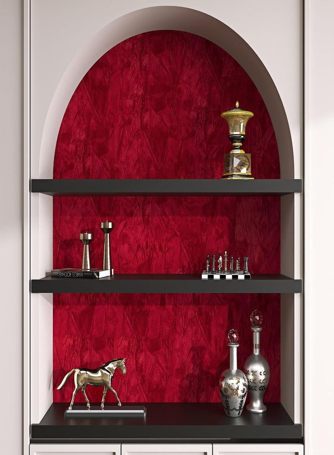 LACHEERY 15.8"x275" Crushed Red Velvet Wallpaper Self Adhesive Velvet Peel and Stick Felt Fabric Wallpaper Textured Red Contact Paper for Walls Cabinets Removable Drawer Shelf Jewelry Box Liner Roll - Image 3