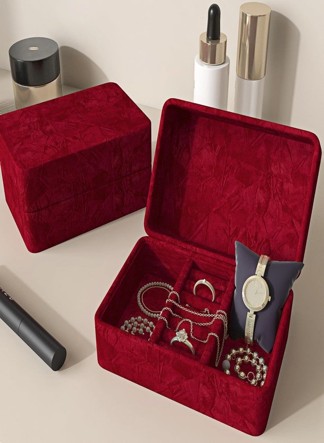 LACHEERY 15.8"x275" Crushed Red Velvet Wallpaper Self Adhesive Velvet Peel and Stick Felt Fabric Wallpaper Textured Red Contact Paper for Walls Cabinets Removable Drawer Shelf Jewelry Box Liner Roll - Image 4
