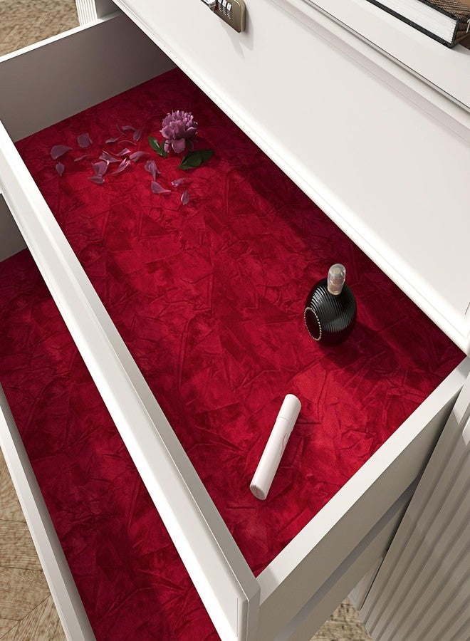 LACHEERY 15.8"x275" Crushed Red Velvet Wallpaper Self Adhesive Velvet Peel and Stick Felt Fabric Wallpaper Textured Red Contact Paper for Walls Cabinets Removable Drawer Shelf Jewelry Box Liner Roll - Image 5