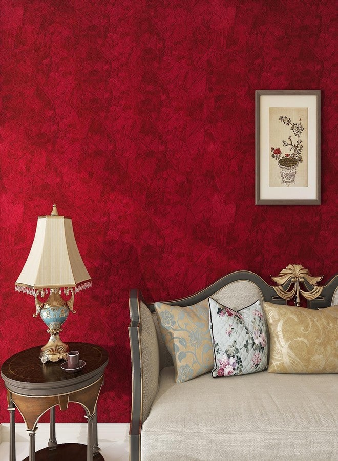 LACHEERY 15.8"x275" Crushed Red Velvet Wallpaper Self Adhesive Velvet Peel and Stick Felt Fabric Wallpaper Textured Red Contact Paper for Walls Cabinets Removable Drawer Shelf Jewelry Box Liner Roll - Image 1