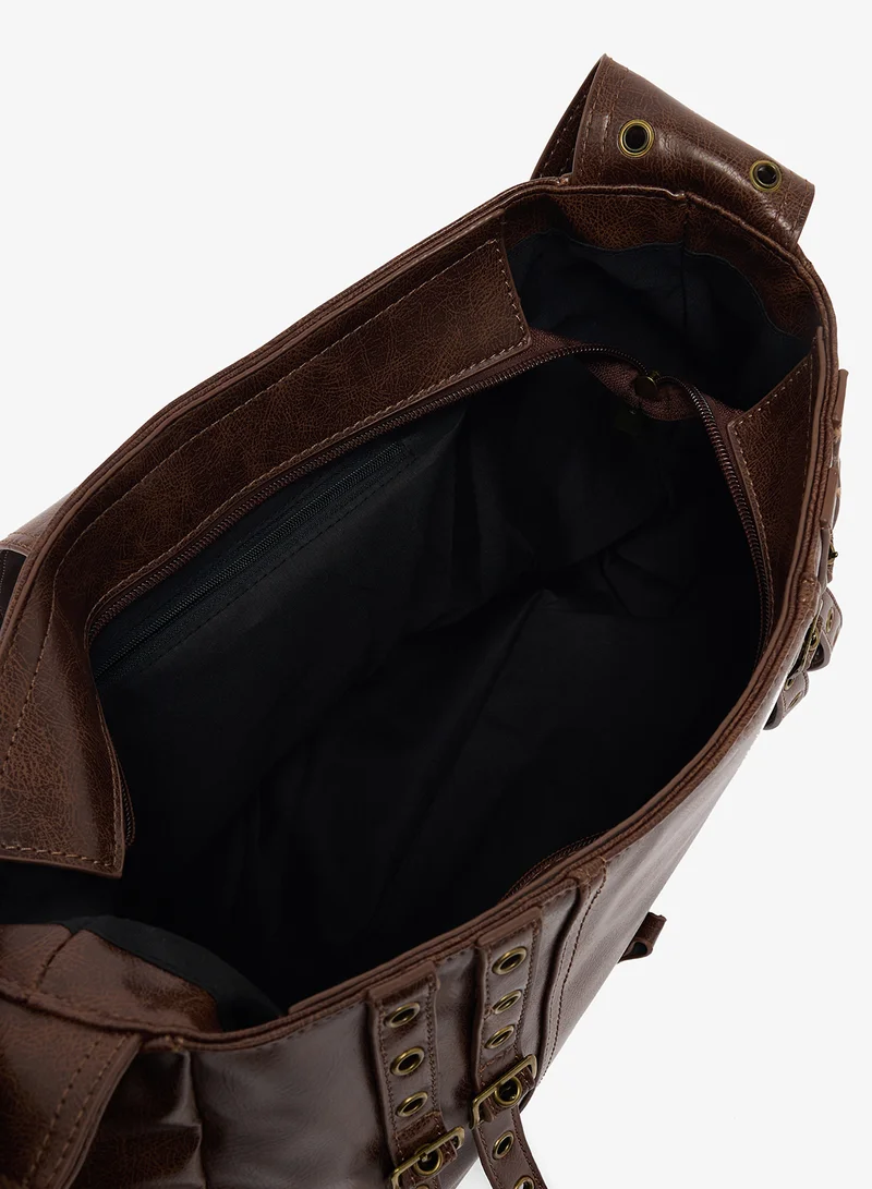 Ginger Brown Metal Embellished Shoulder Bag for Women | Best Price UAE