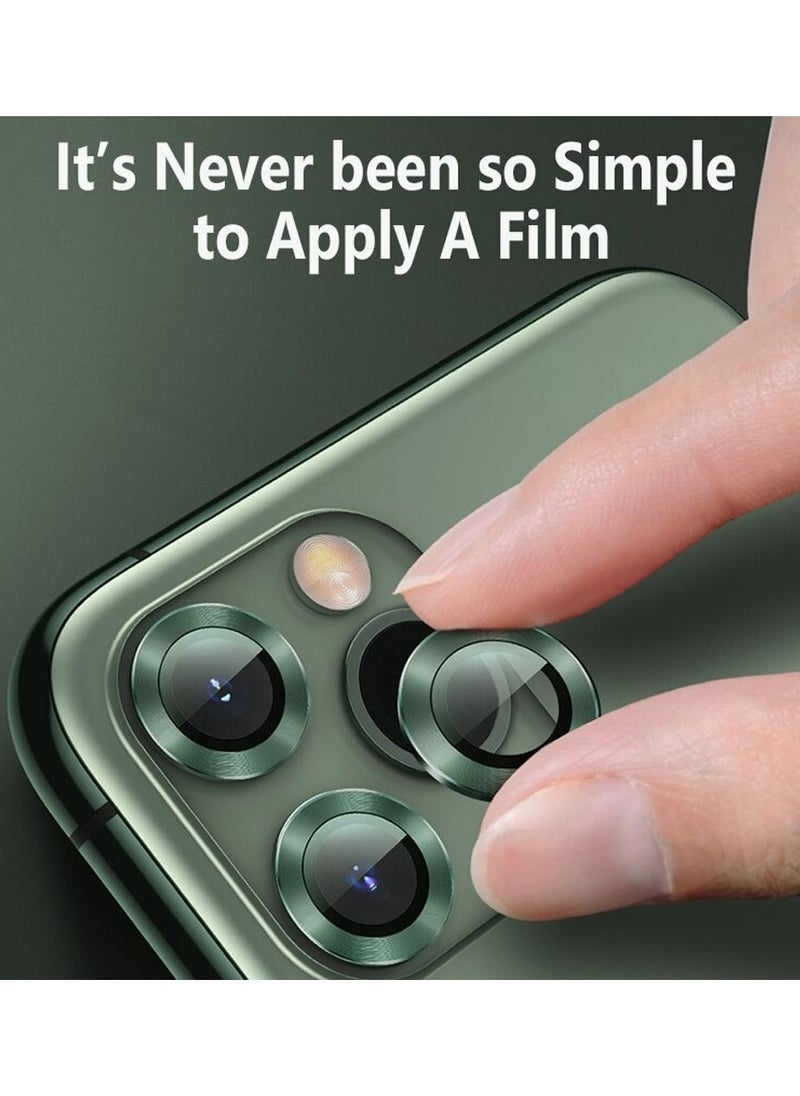 COBLUE Coblue Camera Lens Protector For Iphone 13 Pro, Premium Hd Tempered Glass Metal Ring Aluminum Alloy Lens Screen Cover Film Multiple Color (Green)  - Image 3
