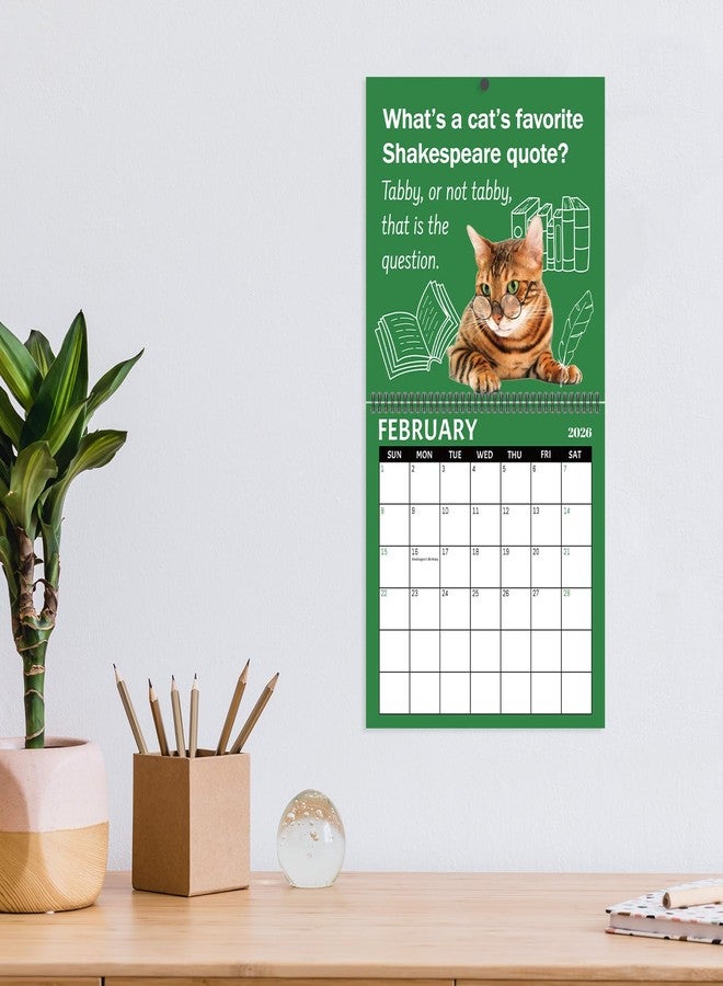JAPBOR Funny Cat Joke Pun Calendar - 2PCS 2026 Cats Themed Wall Calendar, 12 Months Hanging Planner with Thick Paper, Animals Weekly Monthly Home Office Organizer for New Year Christmas Gifts (11" x 11") - Image 4