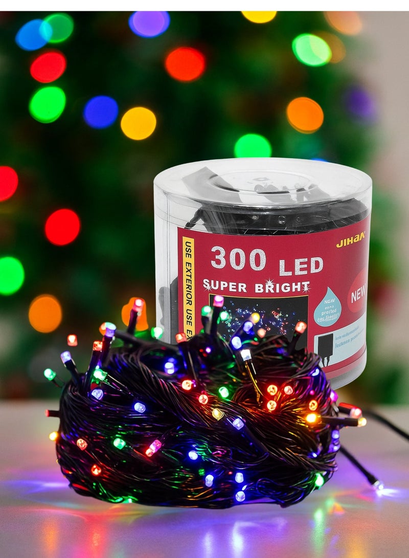 سلسلة أضواء LED فائقة السطوع للزينة، 300 مصباح | أضواء خرافية متعددة الألوان لزينة الديوالي والكريسماس وحفلات الزفاف والمنزل | سلسلة أضواء LED مقاومة للماء للاستخدام الداخلي والخارجي - Image 1