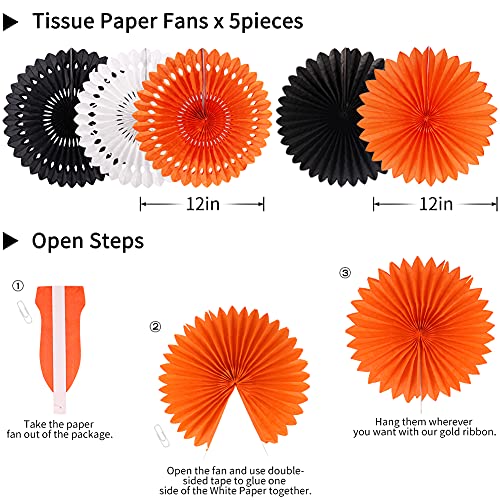 YUNXUAN Halloween Party Decorations, Hanging Spider Bat Paper Lanterns Spiders Honeycomb for Halloween Home Decor Birthday Party Supplies Props (Orange, Black) - Image 4