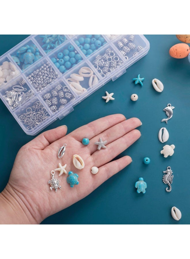 YelaJoy 715 pcs Ocean Style Vacation Turquoise, Synthetic Turquoise Beads, Turtle Beads Charms Starfish Gemstone Stone for Jewelry Making DIY Bracelet Necklace - Image 3