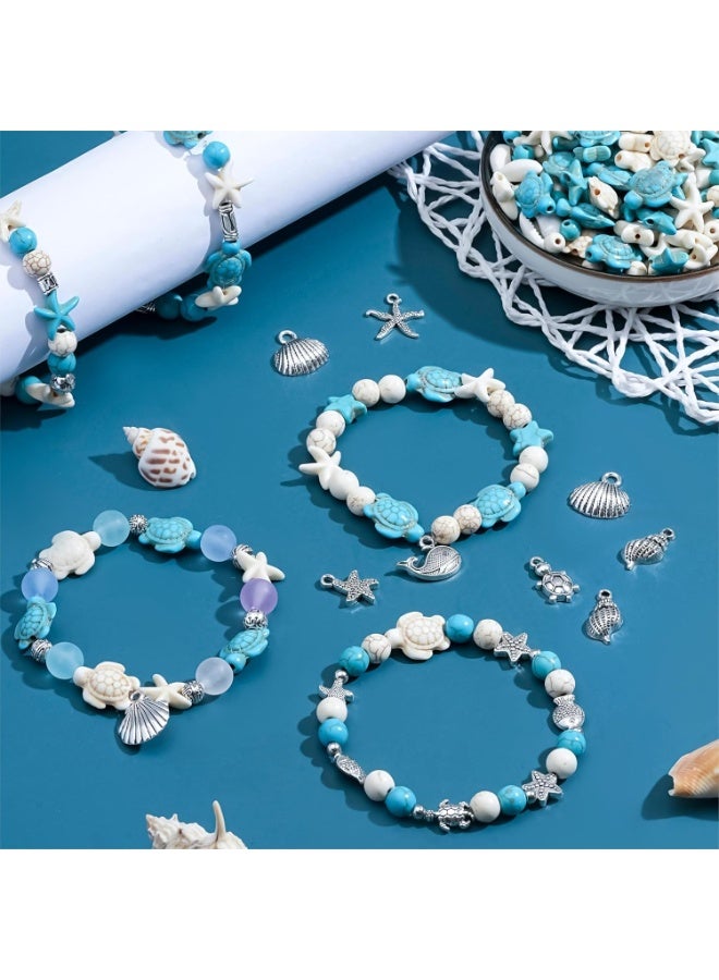 YelaJoy 715 pcs Ocean Style Vacation Turquoise, Synthetic Turquoise Beads, Turtle Beads Charms Starfish Gemstone Stone for Jewelry Making DIY Bracelet Necklace - Image 4