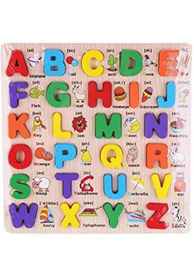 DURKU English Alphabet Wooden Board Jigsaw Puzzle Letters Game Educational Toy 0.6*30*30 cm - Image 2