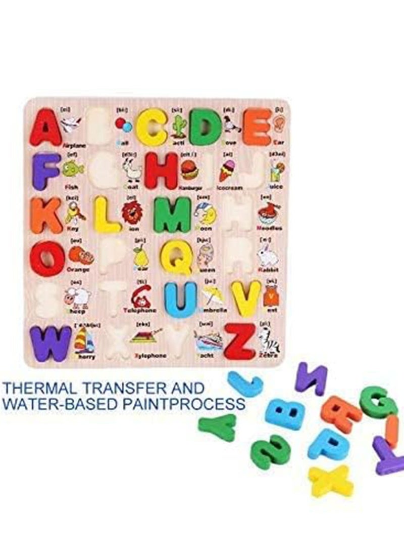 DURKU English Alphabet Wooden Board Jigsaw Puzzle Letters Game Educational Toy 0.6*30*30 cm - Image 3