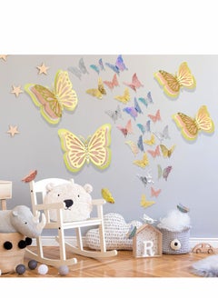 Excefore 3D Butterfly Wall Decor 4Pcs 12" Large Gold for Birthday Party Decorations Cake Decorations, Removable Stickers Room Kids Nursery Wedding Decor(Gold)  - Image 4