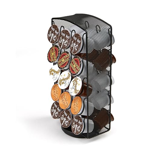 Mind Reader Single Serve Coffee Pod Carousel, 30 Pod Capacity, Breakroom, Metal Mesh, 6.75"L x 6.25"W x 12.5"H, Silver - Image 2