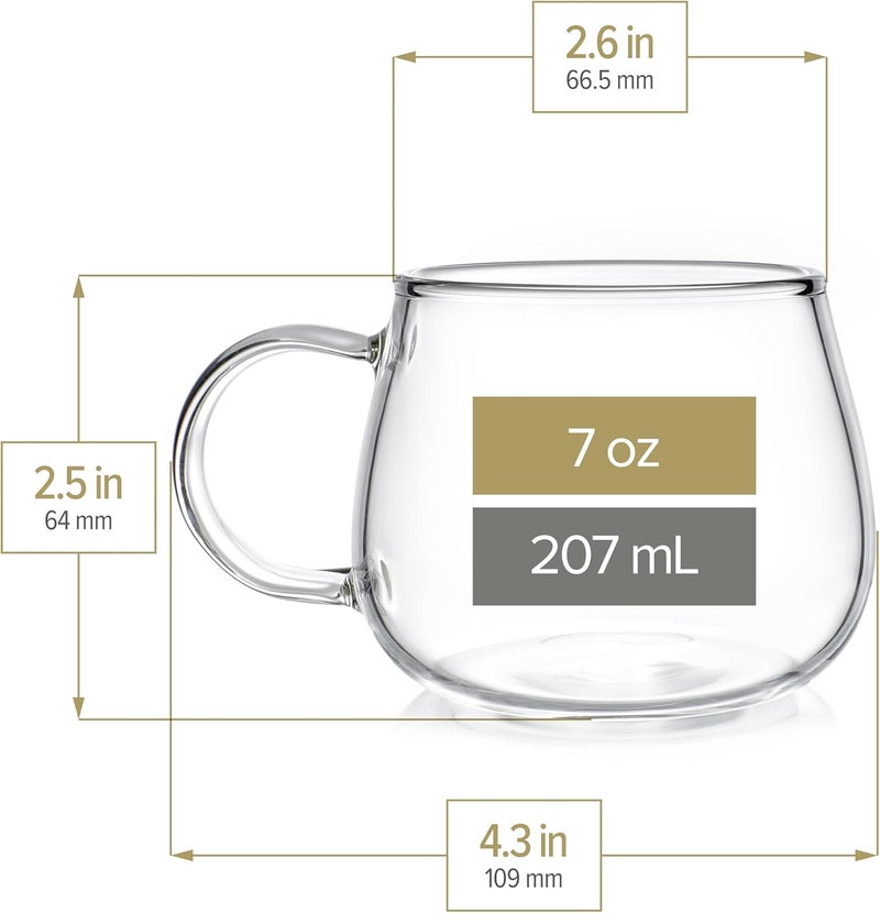 Teabloom Set of Two Premium Borosilicate Glass Tea Cups - 7 oz / 207 ml - Stain-free and Microwave Safe - Blossoms Collection - Image 4