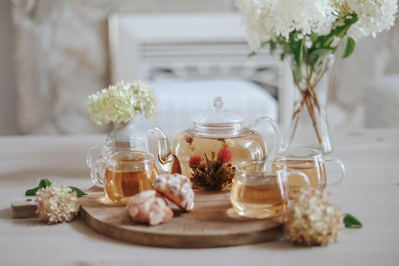 Teabloom Set of Two Premium Borosilicate Glass Tea Cups - 7 oz / 207 ml - Stain-free and Microwave Safe - Blossoms Collection - Image 3