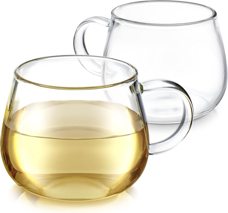 Teabloom Set of Two Premium Borosilicate Glass Tea Cups - 7 oz / 207 ml - Stain-free and Microwave Safe - Blossoms Collection - Image 1