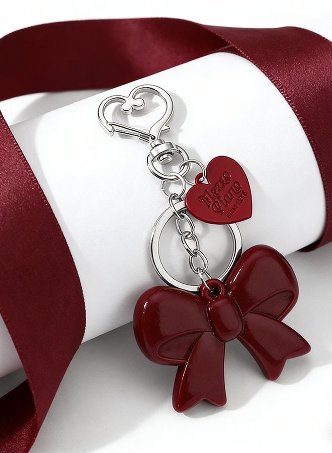 Bowknot حقيبة قلادة المفاتيح حلية حساسة سبيكة الملمس سحر فريد مناسب لسلسلة المفاتيح - Image 3