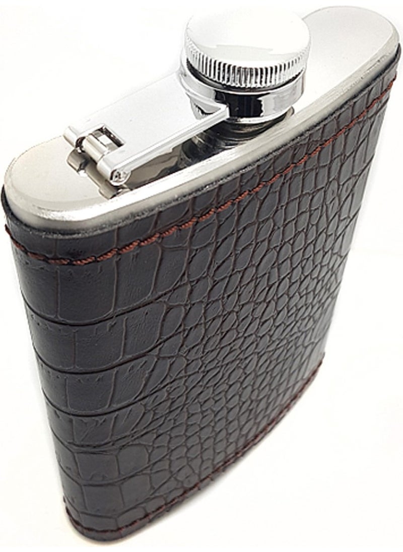 Weather Forecast Steel Over Brown Sketch Leather Covered Liquor Flask Set KB04T  - Image 3