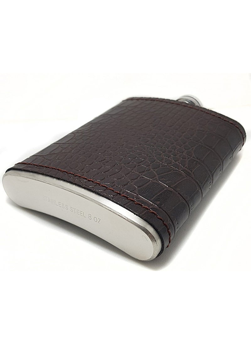 Weather Forecast Steel Over Brown Sketch Leather Covered Liquor Flask Set KB04T  - Image 4