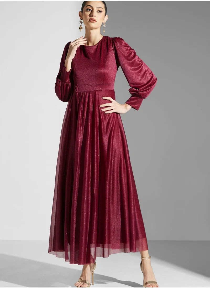 Khizana Puff Sleeve A-Line Dress