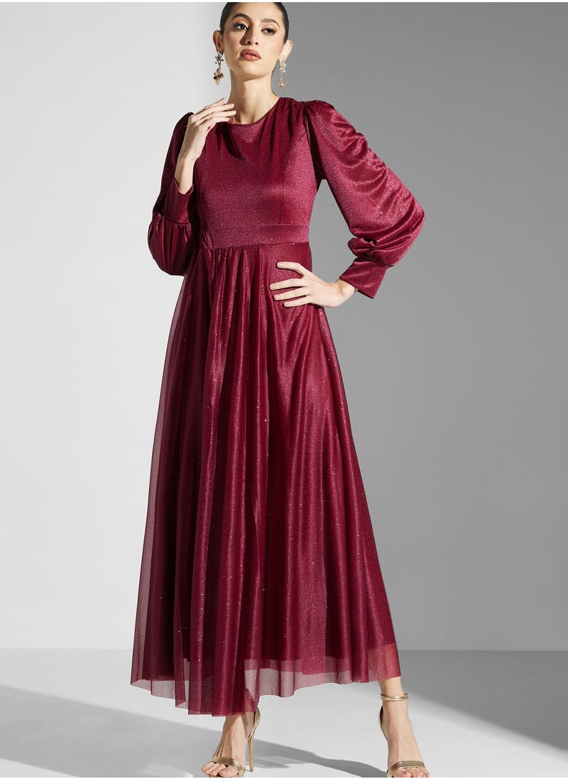 Khizana - Puff Sleeve A-Line Dress - Image 1