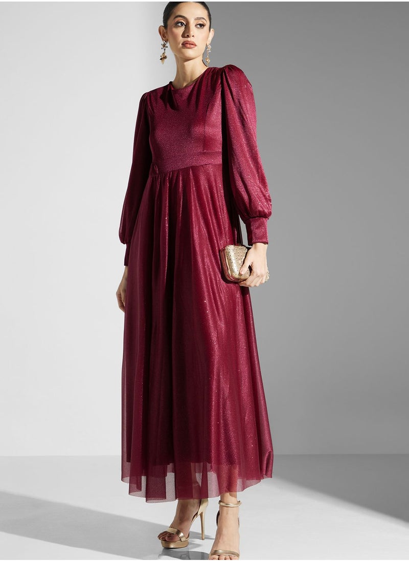Khizana - Puff Sleeve A-Line Dress - Image 1
