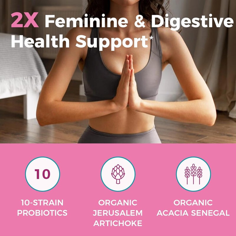 NewRhythm Womens Probiotics Organic Prebiotics 70 Billion CFU 10 Strains Vaginal Probiotics for Urinary  Digestive Health 30 Vegan Capsules No Bloating - Image 4
