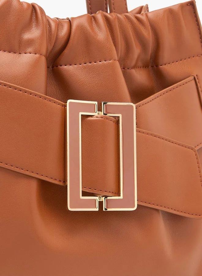 Celeste Buckle Detail Tote Bag with Adjustable Strap and Zip Closure