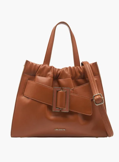 Celeste Buckle Detail Tote Bag with Adjustable Strap and Zip Closure