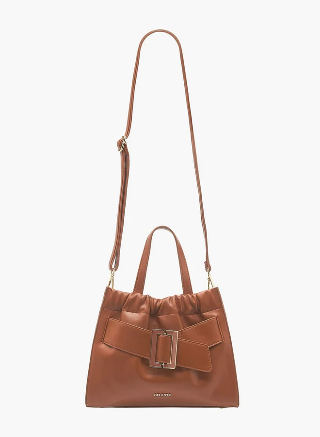 Celeste Buckle Detail Tote Bag with Adjustable Strap and Zip Closure